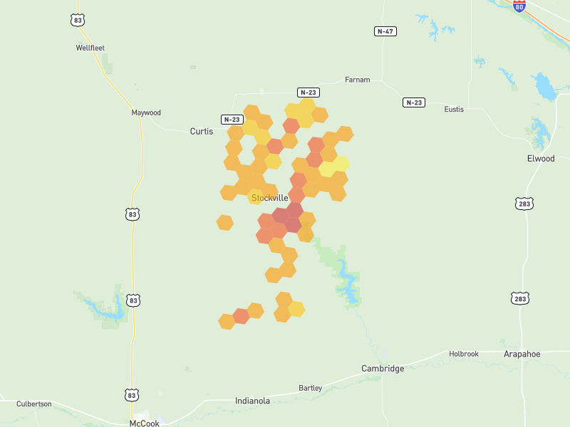 Hail map of Stockville, NE on Jul 3, 2026, hail up to 2.25"