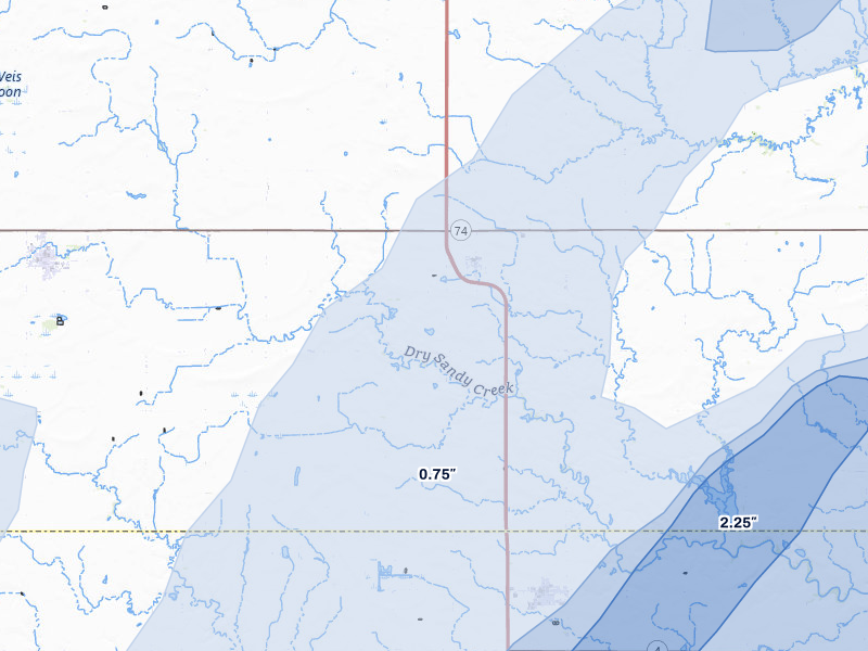 NEXRAD radar-signature map of the hail storm over Strang, NE on May 17, 2026