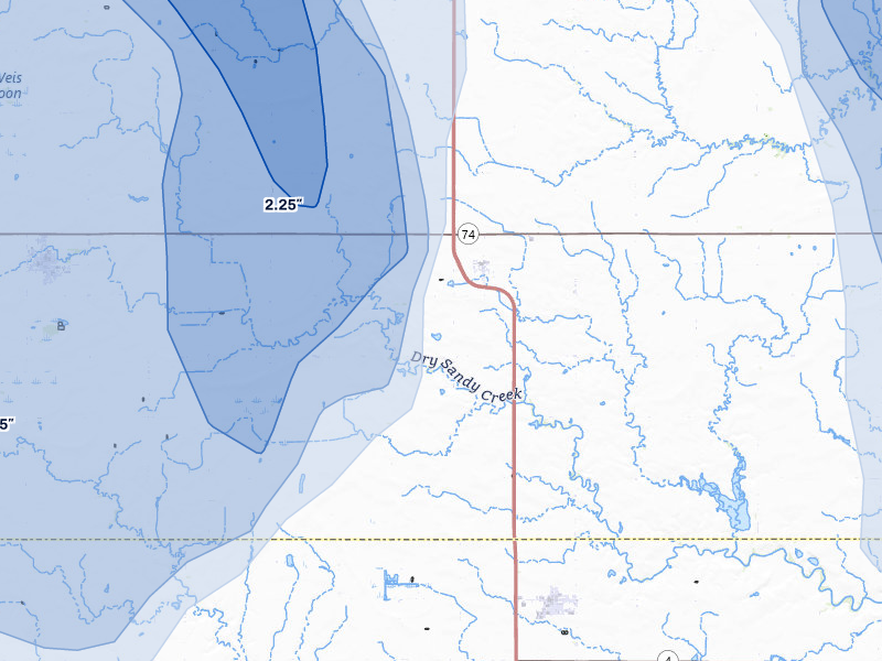 NEXRAD radar-signature map of the hail storm over Strang, NE on Jun 5, 2026
