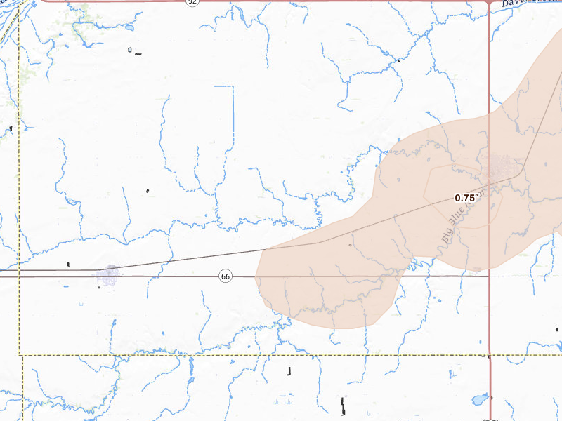 Radar-estimated hail-size map of the storm over Stromsburg, NE