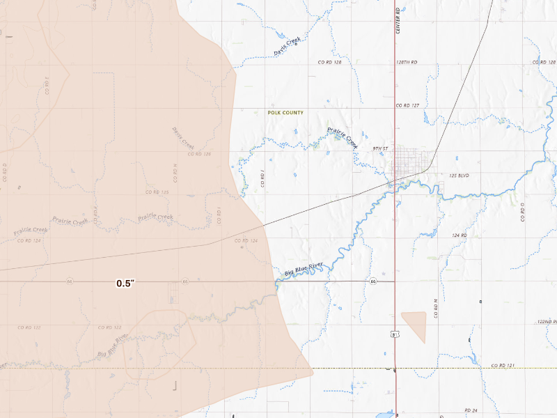 Radar-estimated hail-size map of the storm over Stromsburg, NE