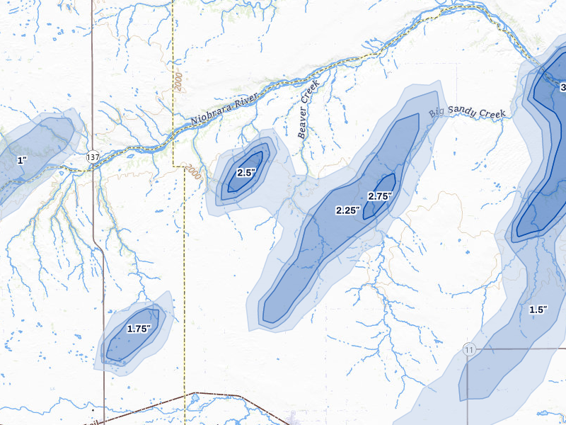 NEXRAD radar-signature map of the hail storm over Stuart, NE on May 17, 2026