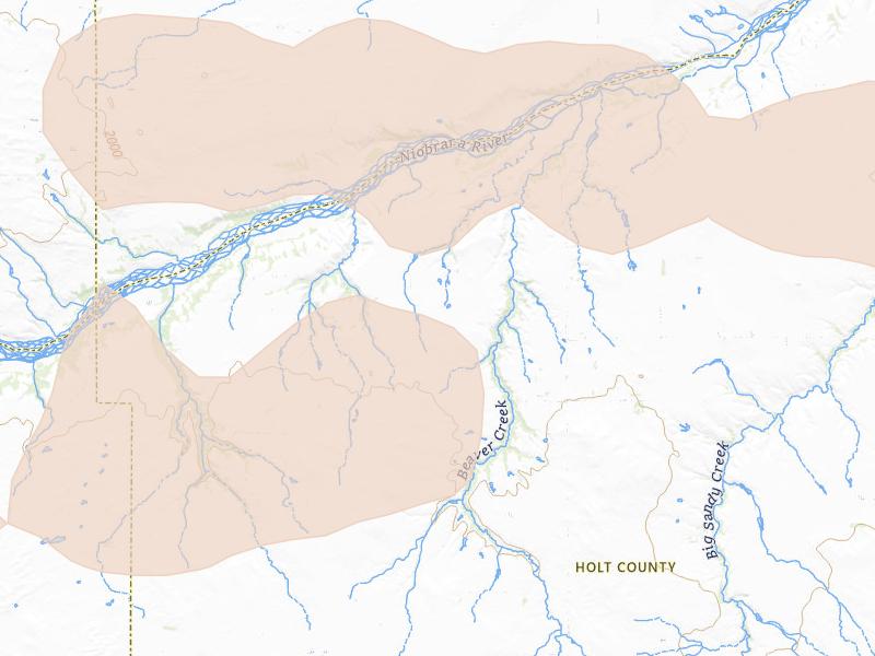 Radar-estimated hail-size map of the storm over Stuart, NE on Aug 3, 2026