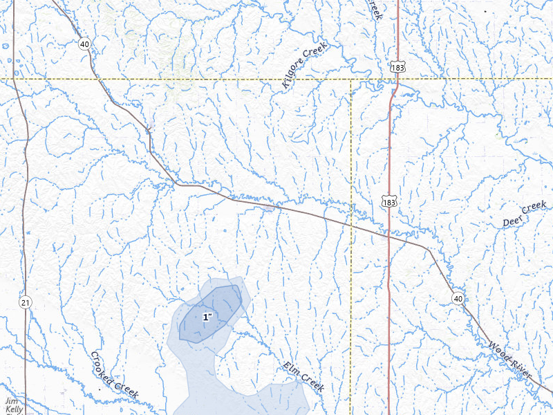 NEXRAD radar-signature map of the hail storm over Sumner, NE on May 29, 2026