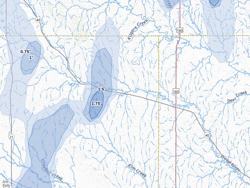 NEXRAD radar-signature map of the hail storm over Sumner, NE on May 30, 2026