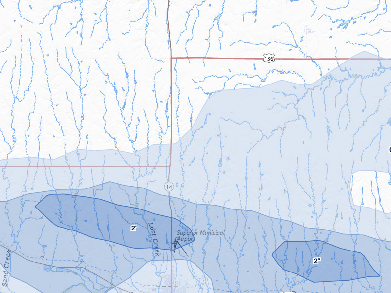 NEXRAD radar-signature map of the hail storm over Superior, NE on Apr 9, 2026