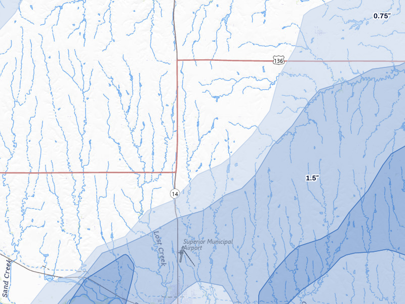 NEXRAD radar-signature map of the hail storm over Superior, NE on May 17, 2026