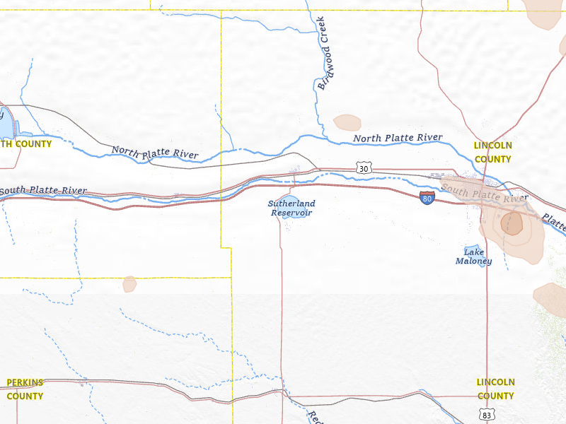 Radar-estimated hail-size map of the storm over Sutherland, NE on Jul 30, 2026