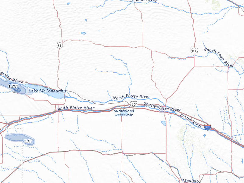NEXRAD radar-signature map of the hail storm over Sutherland, NE on Aug 17, 2026