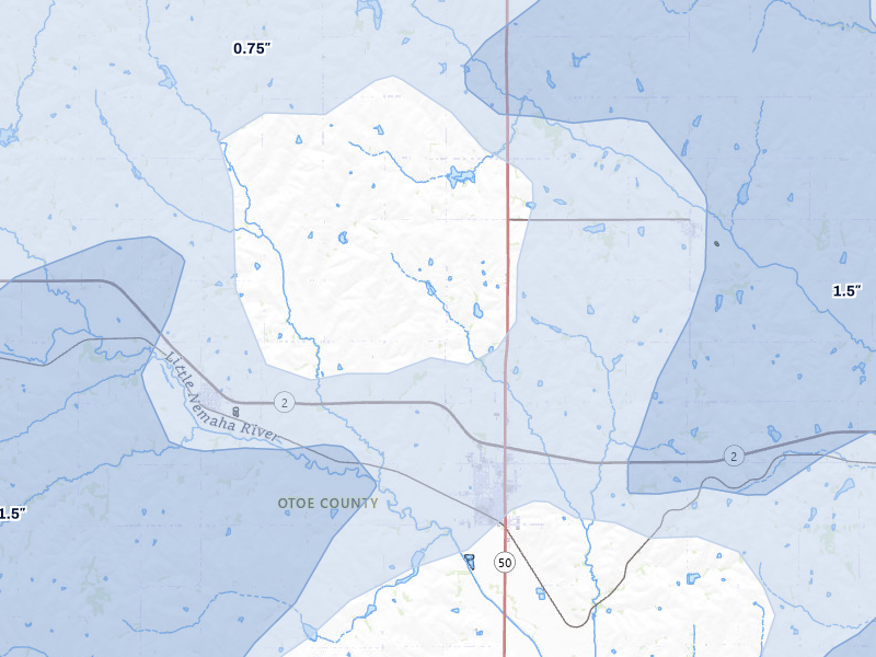 NEXRAD radar-signature map of the hail storm over Syracuse, NE on May 17, 2026