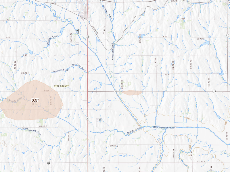 Radar-estimated hail-size map of the storm over Syracuse, NE