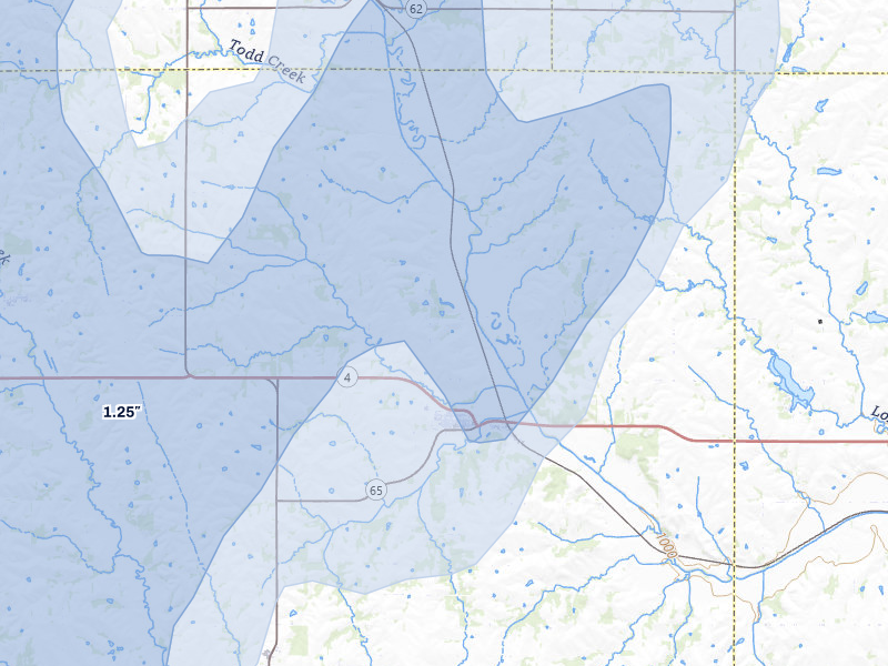 NEXRAD radar-signature map of the hail storm over Table Rock, NE on Mar 5, 2026
