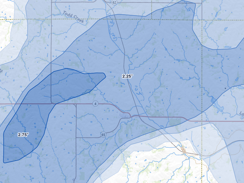 NEXRAD radar-signature map of the hail storm over Table Rock, NE on May 18, 2026