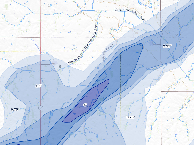 NEXRAD radar-signature map of the hail over Talmage, NE