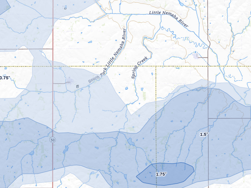 NEXRAD radar-signature map of the hail storm over Talmage, NE on May 16, 2026