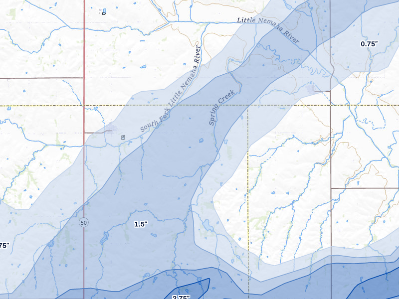 NEXRAD radar-signature map of the hail storm over Talmage, NE on May 18, 2026
