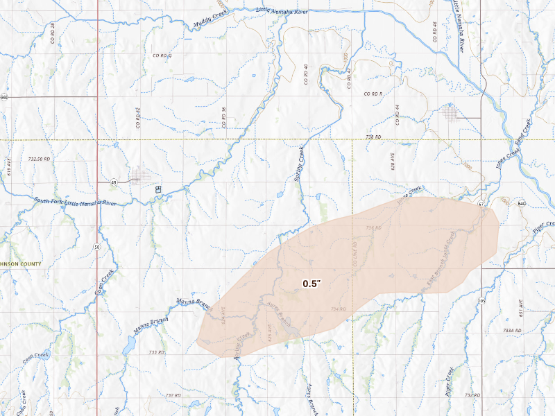 Radar-estimated hail-size map of the storm over Talmage, NE
