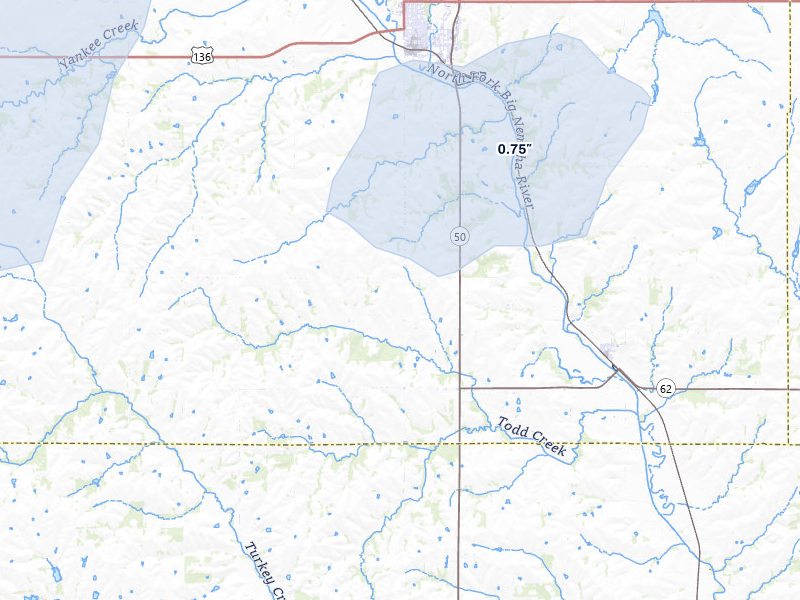 NEXRAD radar-signature map of the hail storm over Tecumseh, NE on May 16, 2026