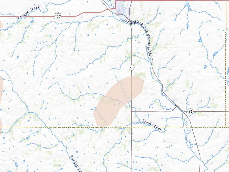 Radar-estimated hail-size map of the storm over Tecumseh, NE on May 17, 2026