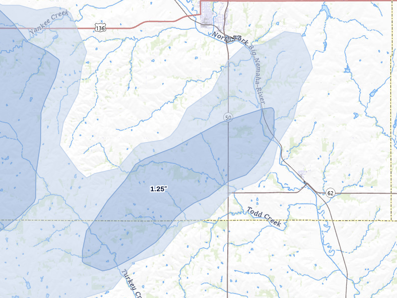 NEXRAD radar-signature map of the hail storm over Tecumseh, NE on May 17, 2026
