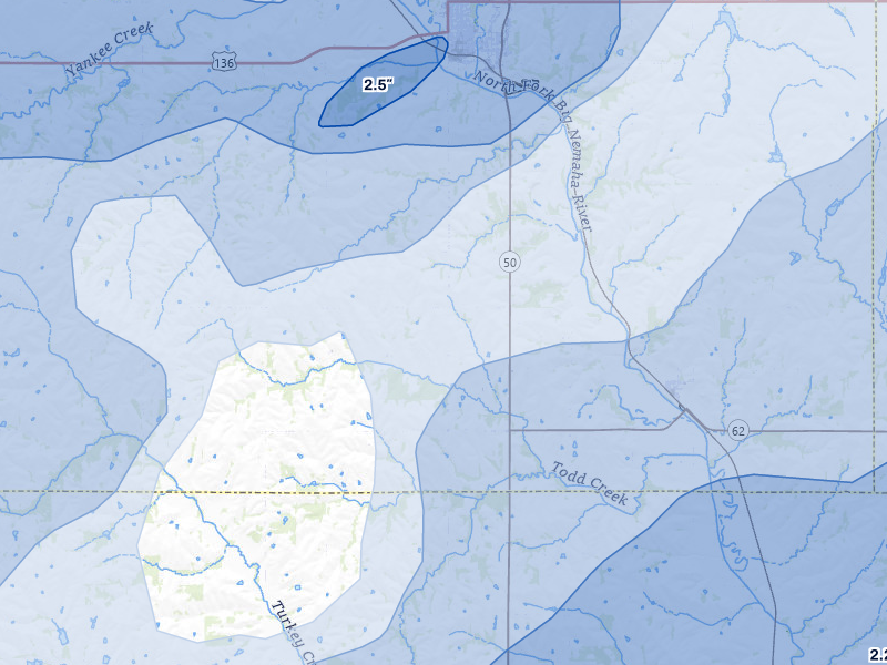 NEXRAD radar-signature map of the hail storm over Tecumseh, NE on May 18, 2026