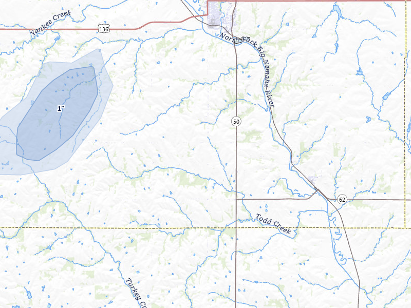 NEXRAD radar-signature map of the hail storm over Tecumseh, NE on May 29, 2026