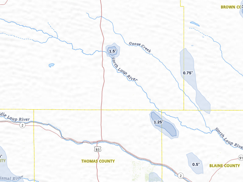 NEXRAD radar-signature map of the hail storm over Thedford, NE on May 30, 2026