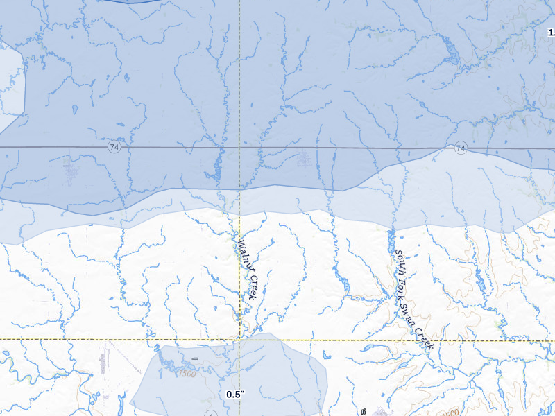 NEXRAD radar-signature map of the hail storm over Tobias, NE on Jul 3, 2026