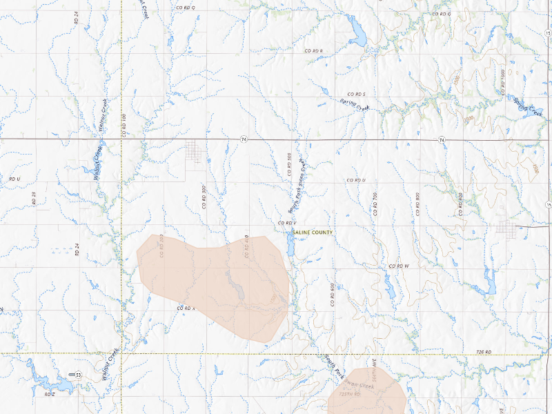 Radar-estimated hail-size map of the storm over Tobias, NE