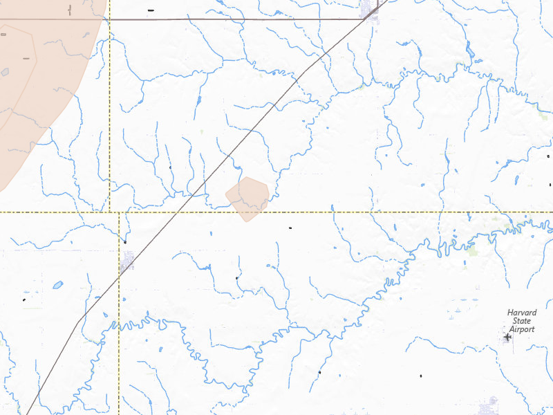 Radar-estimated hail-size map of the storm over Trumbull, NE on Jun 9, 2026