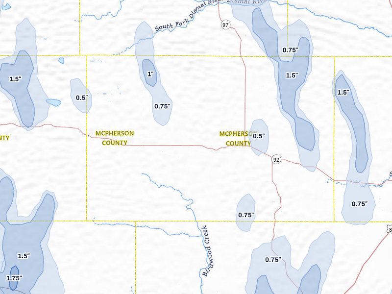 NEXRAD radar-signature map of the hail storm over Tryon, NE on May 30, 2026