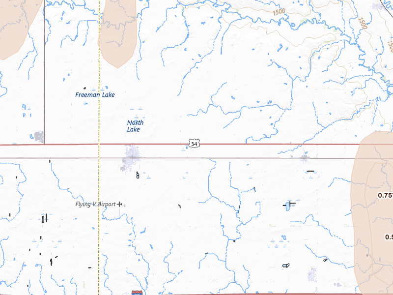 Radar-estimated hail-size map of the storm over Utica, NE on May 30, 2026
