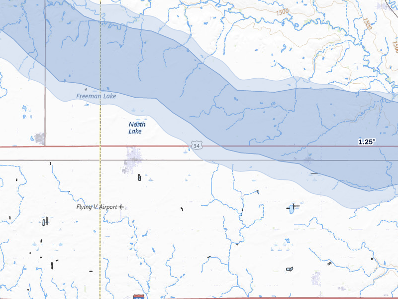 NEXRAD radar-signature map of the hail storm over Utica, NE on Jul 8, 2026