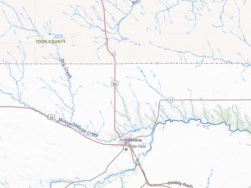 Radar-estimated hail-size map of the storm over Valentine, NE on Jun 3, 2026