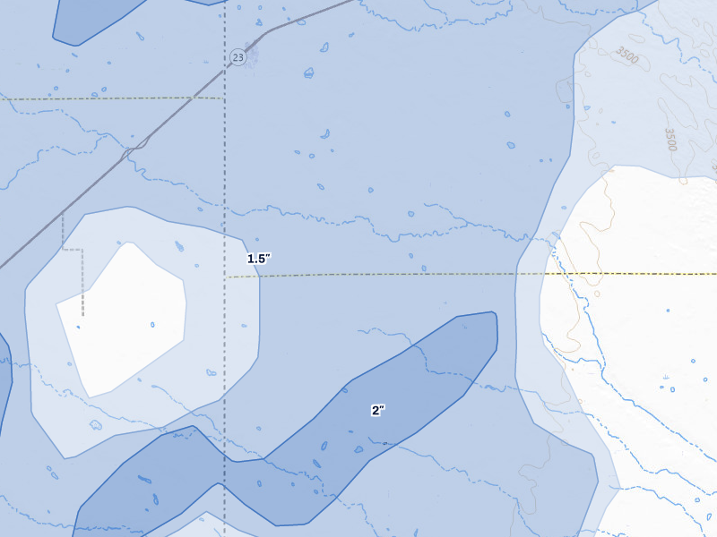 NEXRAD radar-signature map of the hail over Venango, NE