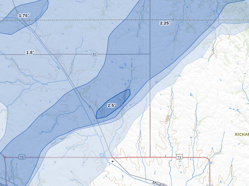 NEXRAD radar-signature map of the hail storm over Verdon, NE on May 18, 2026