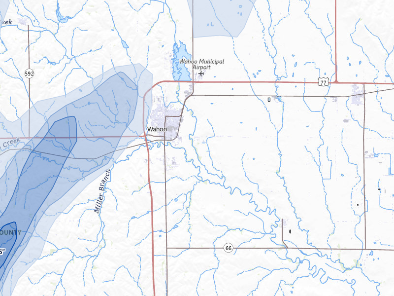 NEXRAD radar-signature map of the hail storm over Wahoo, NE on May 18, 2026