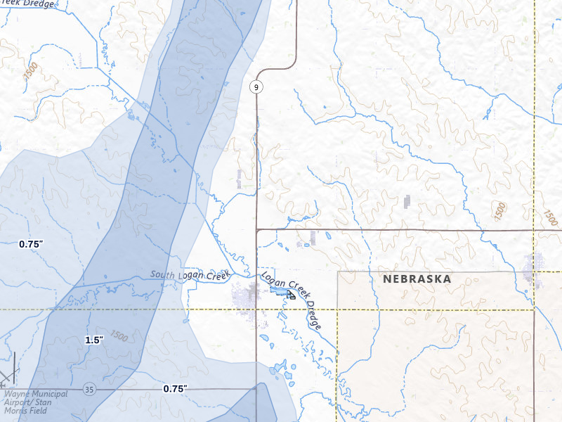 NEXRAD radar-signature map of the hail storm over Wakefield, NE on May 18, 2026