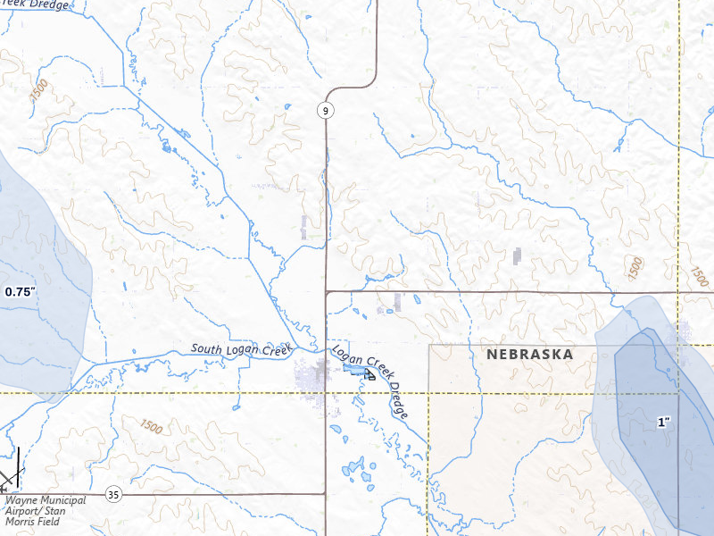 NEXRAD radar-signature map of the hail storm over Wakefield, NE on Jun 30, 2026