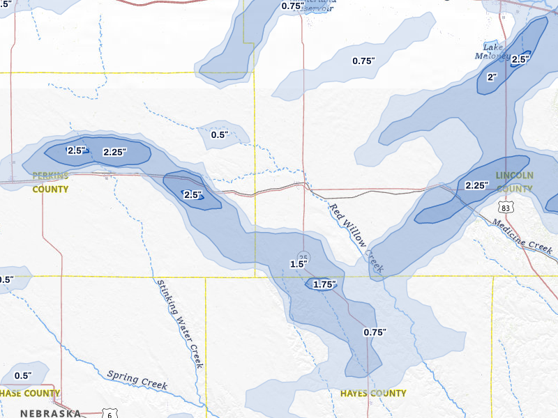NEXRAD radar-signature map of the hail storm over Wallace, NE on May 16, 2026