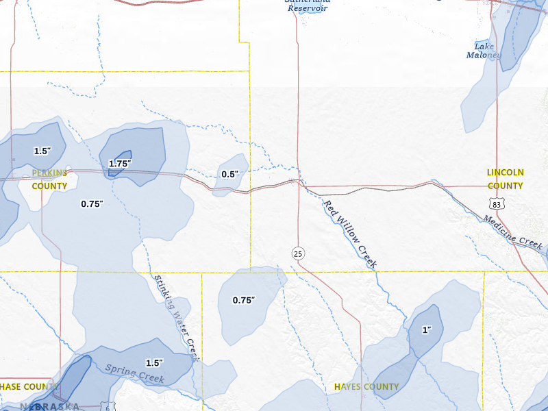 NEXRAD radar-signature map of the hail storm over Wallace, NE on Jul 2, 2026