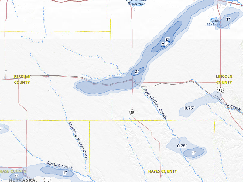 NEXRAD radar-signature map of the hail storm over Wallace, NE on Jul 9, 2026
