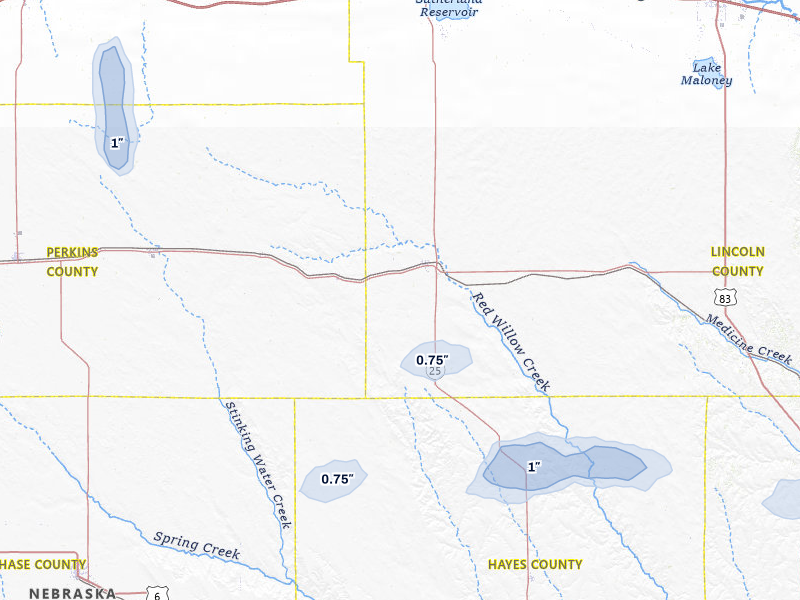 NEXRAD radar-signature map of the hail storm over Wallace, NE on Jul 22, 2026