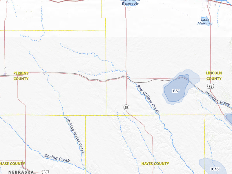 NEXRAD radar-signature map of the hail storm over Wallace, NE on Jul 27, 2026