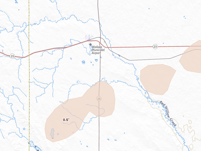 Radar-estimated hail-size map of the storm over Wallace, NE