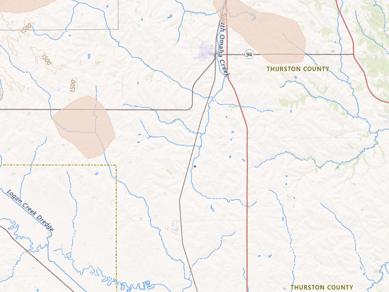 Radar-estimated hail-size map of the storm over Walthill, NE on May 17, 2026