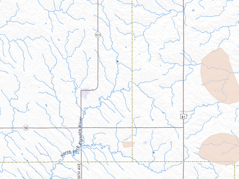 Radar-estimated hail-size map of the storm over Wausa, NE on Jun 30, 2026