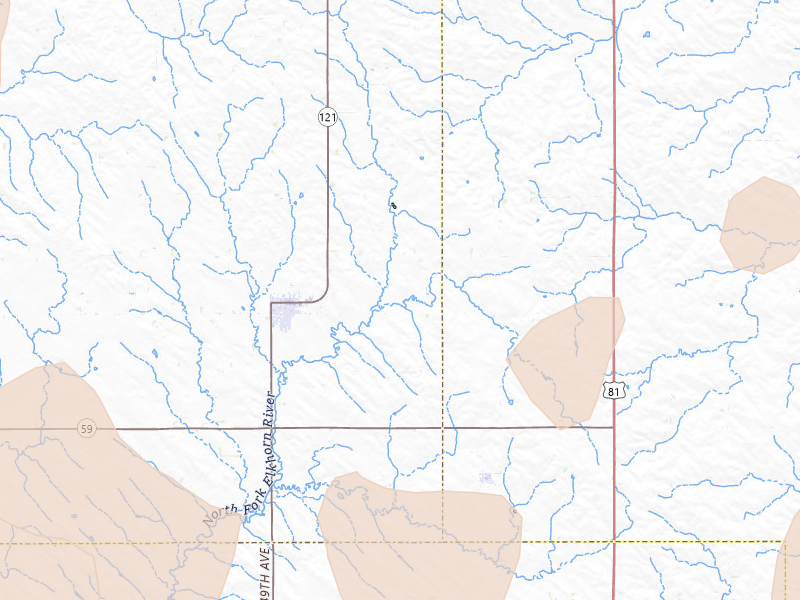 Radar-estimated hail-size map of the storm over Wausa, NE on Jul 2, 2026