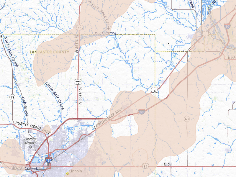 Radar-estimated hail-size map of the storm over Waverly, NE on May 17, 2026