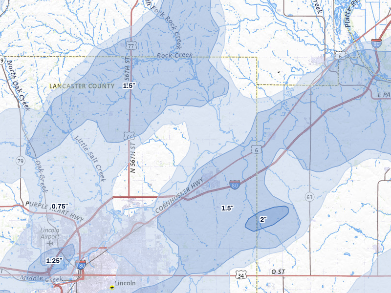 NEXRAD radar-signature map of the hail storm over Waverly, NE on May 17, 2026